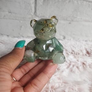 Aventurine and gold glitter bear statue